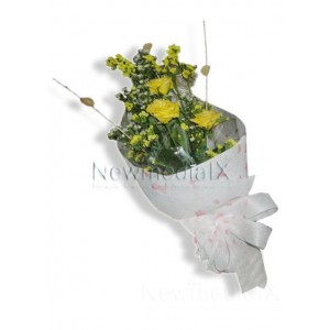 3 Yellow Roses with Limonium White Statice and Lemon Statice